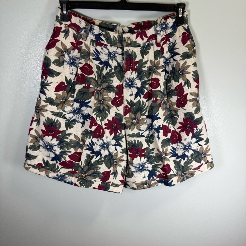 Vintage Stampede Floral‎ Print Women's High-Waisted Shorts Size 30